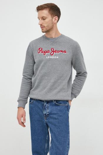 Mikina Pepe Jeans pánská, šedá barva, s aplikací