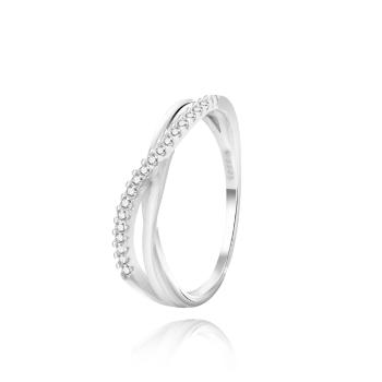 Beneto Blýštivý stříbrný prsten se zirkony AGG433 60 mm