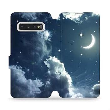 Flipové pouzdro na mobil Samsung Galaxy S10 - V145P Noční obloha s měsícem (5903226811472)