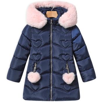 Dívčí zimní kabát GLO STORY SRDÍČKO modrý Velikost: 158