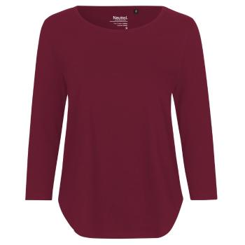 Neutral Dámské tričko s 3/4 rukávem z organické Fairtrade bavlny - Bordeaux | XL