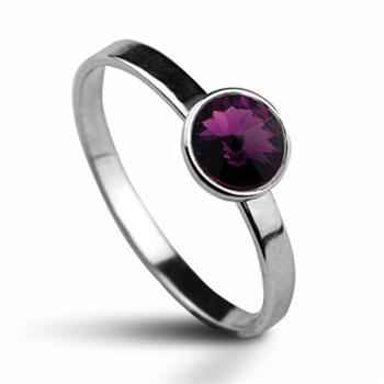 NUBIS® Stříbrný prsten s kamenem Crystals from Swarovski®, barva: AMETHYST - velikost 53 - CS5940-AM-53