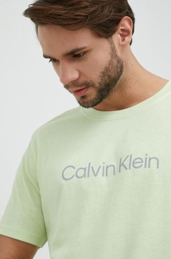 Tréninkové tričko Calvin Klein Performance zelená barva, s potiskem