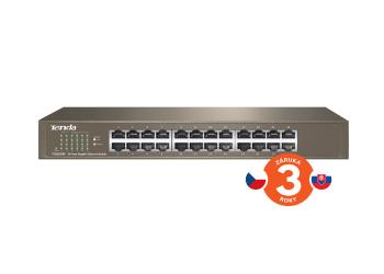 Tenda TEG1024D - 24-port Gigabit Ethernet Switch, 10/100/1000 Mbps, Fanless, Rackmount, Kov