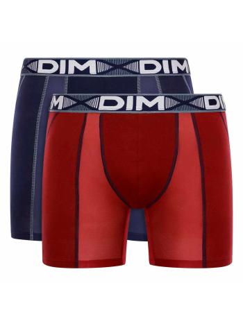 DIM 3D FLEX AIR LONG BOXER 2x - Pánské sportovní boxerky 2 ks - tmavě červená - tmavě modrá