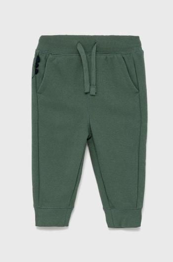 Dětské kalhoty GAP zelená barva, hladké