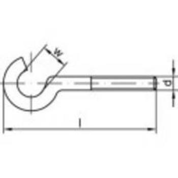 Zahnutý hák se závitem 60 mm TOOLCRAFT, N/A, Galvanicky pozinkovaná ocel, M6, 100 ks