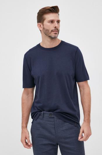 Bavlněné tričko Sisley tmavomodrá barva, hladký