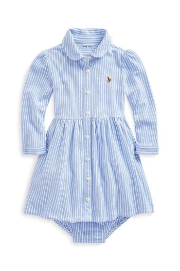 Dětské bavlněné šaty Polo Ralph Lauren modrá barva, mini, 310701270004