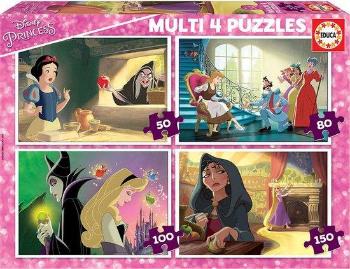 EDUCA Puzzle Disney Princezny a padouši 4v1 (50,80,100,150 dílků)