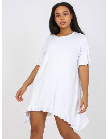 Dámské šaty z viskózy mini plus size ETHAN bílé  