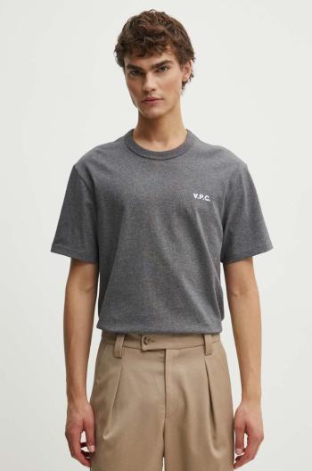 Bavlněné tričko A.P.C. t-shirt boxy petit vpc šedá barva, COHBQ.H26391