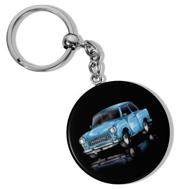 Kulatá klíčenka Trabant blue