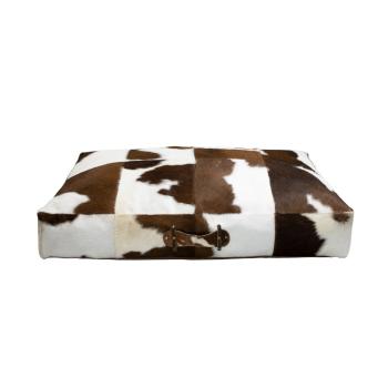 Kožený sedací polštář z kravské kůže bílá/hnědá - 100*70*15cm OMBXB100