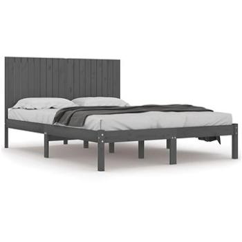 Rám postele šedý masivní dřevo 180 × 200 cm Super King, 3104430 (3104430)