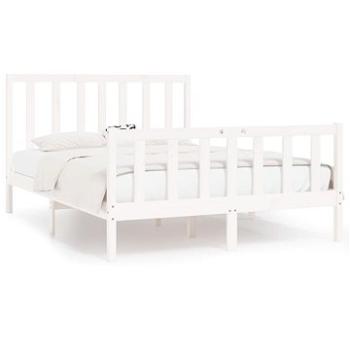 Rám postele bílý masivní dřevo 140 × 190 cm, 3105206 (3105206)
