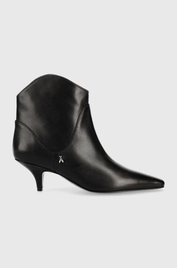 Kožené kotníkové boty Patrizia Pepe dámské, černá barva, na podpatku