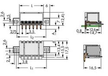 Konektor do DPS WAGO 2091-1426/005-000, 35.00 mm, pólů 6, rozteč 3.50 mm, 100 ks