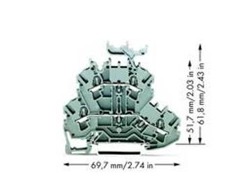 Dvojitá průchodková svorka WAGO 2002-2231, osazení: L, L, pružinová svorka, 5.20 mm, šedá, 50 ks