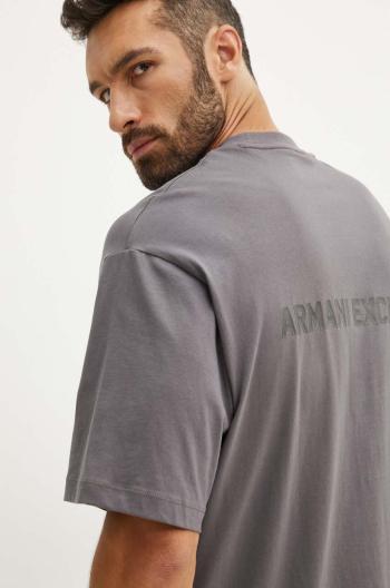 Bavlněné tričko Armani Exchange šedá barva, s potiskem, 6DZTLS ZJLFZ