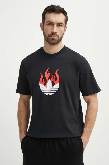 Bavlněné tričko adidas Originals Flames černá barva, s potiskem, IS0178