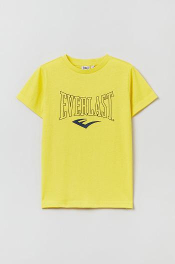 Dětské bavlněné tričko OVS žlutá barva, s potiskem