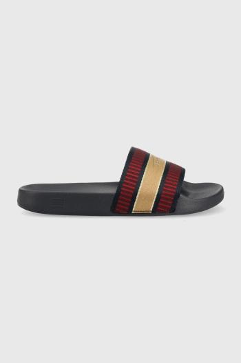 Pantofle Tommy Hilfiger Webbing Signature Slide dámské, tmavomodrá barva