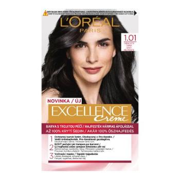 L'Oréal Paris Excellence Creme Triple Protection 48 ml barva na vlasy pro ženy 1,01 Dark Deep Black na barvené vlasy