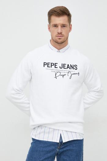 Bavlněná mikina Pepe Jeans Penn pánská, bílá barva, s aplikací