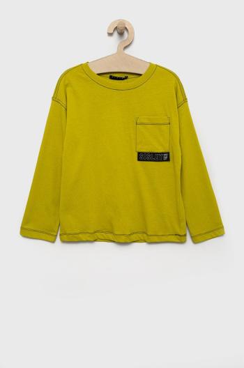 Dětská bavlněná košile s dlouhým rukávem Sisley zelená barva