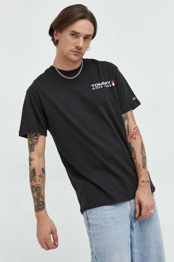 Bavlněné tričko Tommy Jeans , černá barva, s potiskem