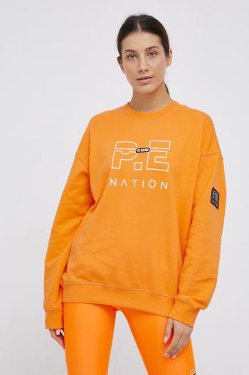 Bavlněná mikina P.E Nation dámská, oranžová barva, hladká