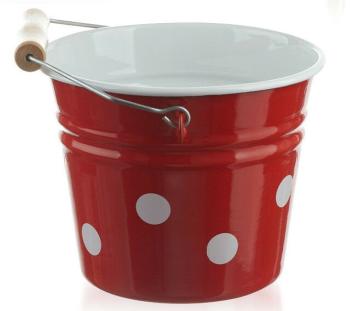 Červený smaltovaný kyblík s puntíky Red dot - Ø16*14cm - 1.5L 92.106.01