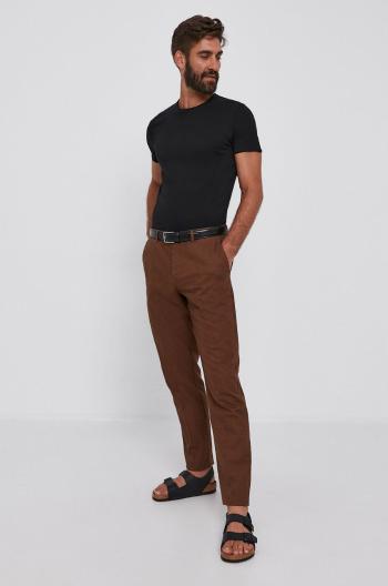 Kalhoty Sisley pánské, hnědá barva, přiléhavé