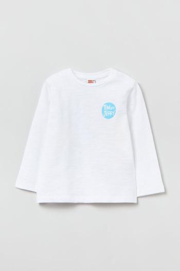 Dětská bavlněná košile s dlouhým rukávem OVS bílá barva