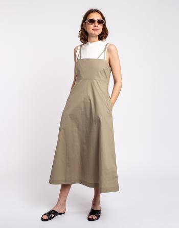 Ninety Percent Elijah Organic Cotton Poplin Triangle Cami Dress DARK TAUPE L