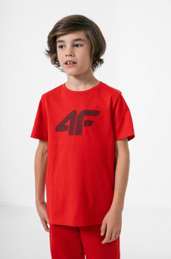 Dětské bavlněné tričko 4F červená barva, s potiskem