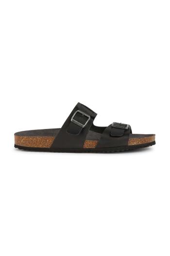 Kožené pantofle Geox U SANDAL GHITA pánské, černá barva, U159VB 00043 C9999