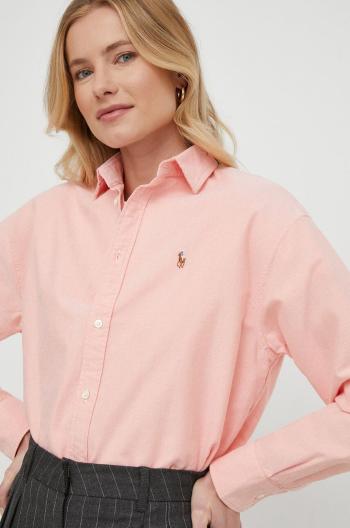 Bavlněná košile Polo Ralph Lauren oranžová barva, relaxed, s klasickým límcem, 211931064