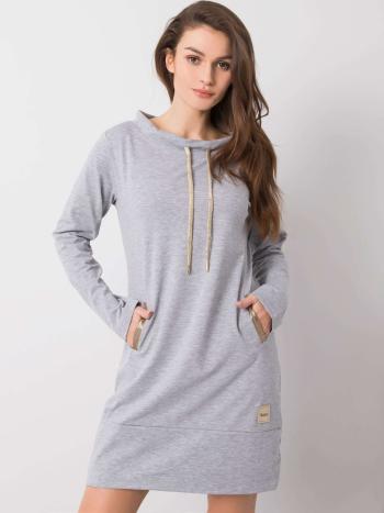 ŠEDÉ MIKINOVÉ ŠATY S KAPSAMI -RV-SK-6067.15X-GREY Velikost: S/M