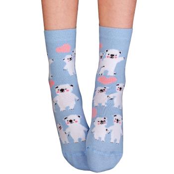 Vzorované dívčí ponožky WOLA BEARS světle modré Velikost: 24-26