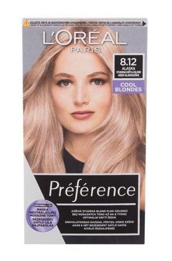 Barva na vlasy L'Oréal Paris - Préférence 8,12 Alaska 60 ml , 8.12, Studená, světlá, blond