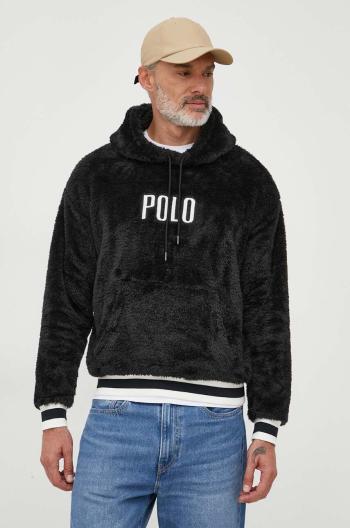 Mikina Polo Ralph Lauren pánská, černá barva, s kapucí, s aplikací