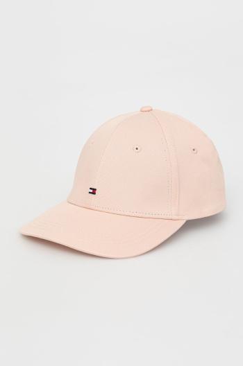 Bavlněná čepice Tommy Hilfiger růžová barva, hladká