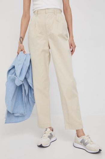 Kalhoty GAP dámské, béžová barva, střih chinos, high waist