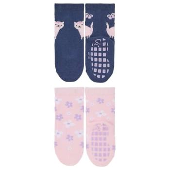 Sterntaler ABS ponožky dvojité balení kočka a květiny modré