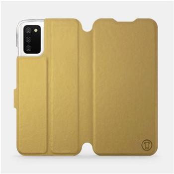 Flipové pouzdro na mobil Samsung Galaxy A02s v provedení  Gold&Gray s šedým vnitřkem (5903516653690)