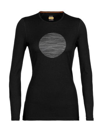 dámské triko dlouhý rukáv ICEBREAKER Wmns 200 Oasis LS Crewe Ski Circle, Black velikost: M