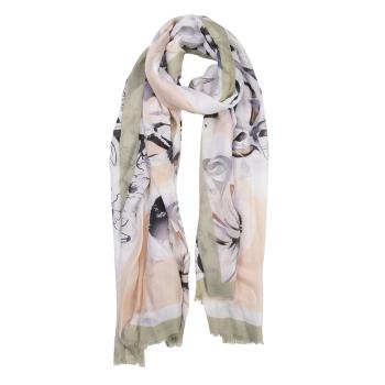 Barevný šátek s motivem květin a třásněmi - 85*180 cm JZSC0516GR