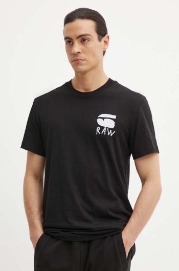 Bavlněné tričko G-Star Raw černá barva, s potiskem, D25700-336